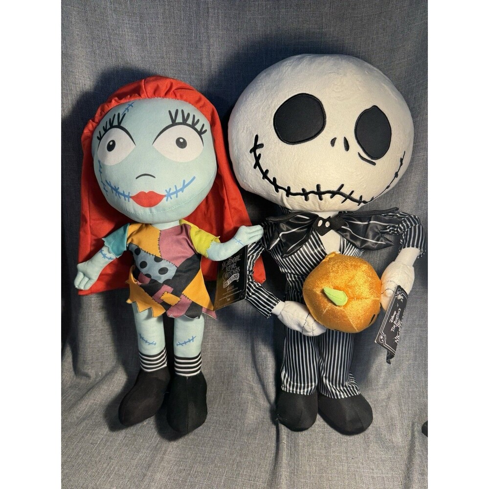 Disney Nightmare Before Christmas Jack and Sally Halloween Greeter Plush Set